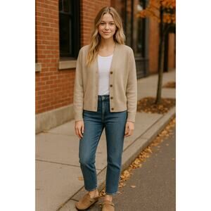 Vintage Limited America Tan Wool Knit Cardigan Size L